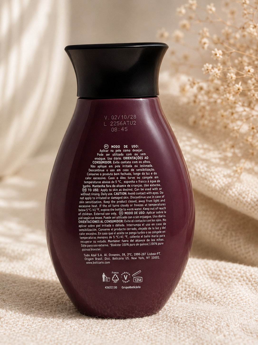 Huile corps hydratante - Prune Noir & huile de quinoa