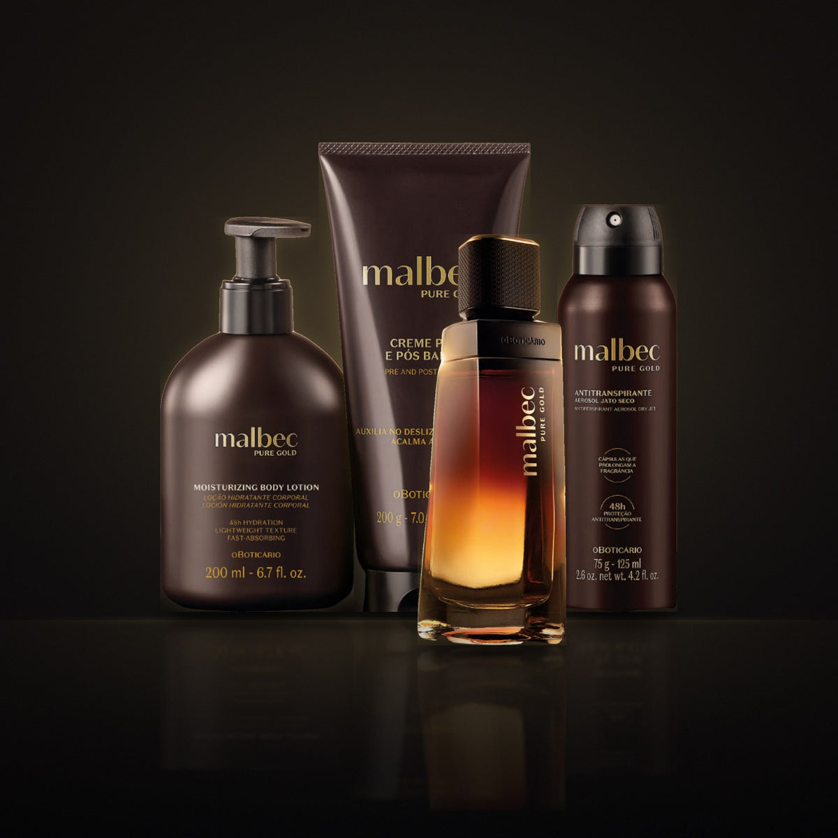 Coffret Malbec Pure Gold – Eau de Toilette, Lotion Corps, Crème de Rasage & Déodorant – Baddies Homme