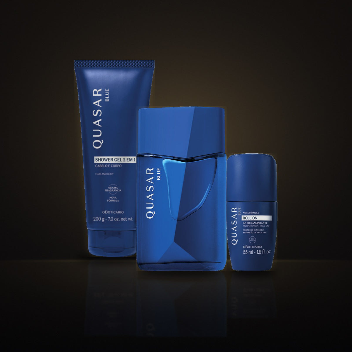 Trio Quasar Blue – Eau de Toilette 125 ml, Gel Douche & Déodorant Roll-On – Baddies Homme