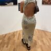 Baddie Floral Print Backless Sexy Knitted Dress