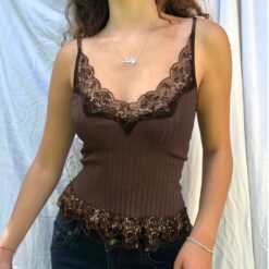 Lace Brown Baddie 90s Crop Top