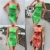 Baddie Wave Pattern Backless Halter Dress