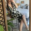 Baddie Summer Baddie V Neck Vintage Plaid Dress