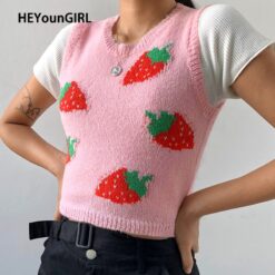 Pink Sweat Strawberry Baddie Tank Knitted Crop Top