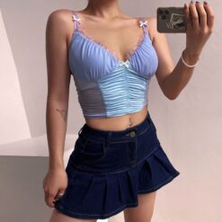 Baddie Patchwork Mesh Sexy Cami Top