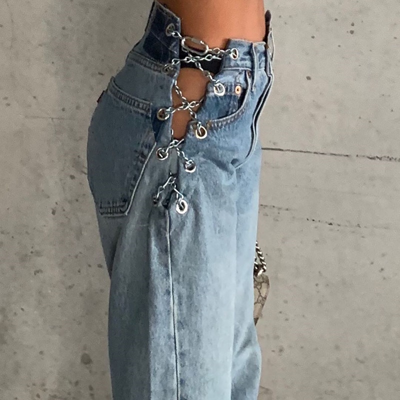 High Street Chains High Waist Baddie Jean