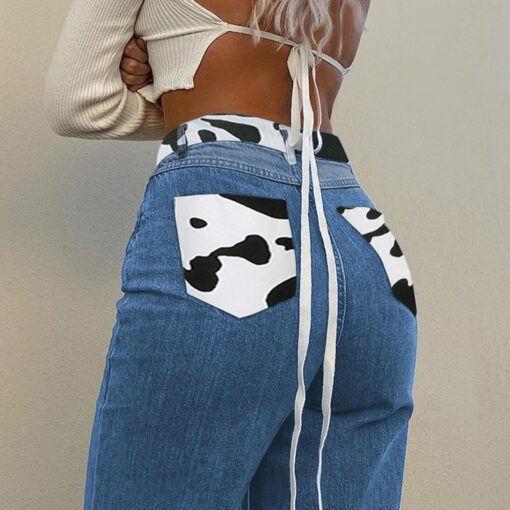 Baddie Patchwork Cow Print Jean