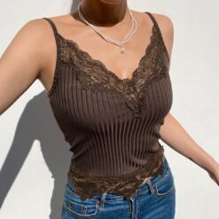 Lace Brown Baddie 90s Crop Top