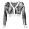 Baddie Chic Houndstooth Print Vintage Crop Top