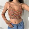 Tie Dye Print Baddie Knitted with Sleeves Crop Top