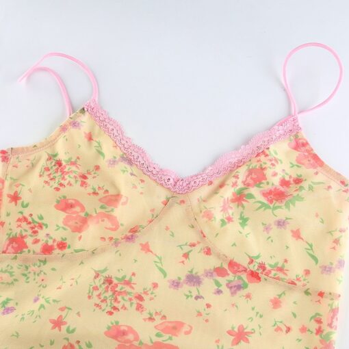 Floral Print 90s Lace Sexy Baddie Cami Top