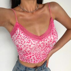 Baddie Leopard Sexy Spaghetti Strap Crop Top