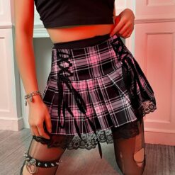 Baddie Harajuku Gothic Checkered Plaid Skirt