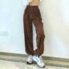 Baddie Elastic High Waist Corduroy Pant