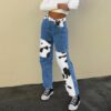 Baddie Patchwork Cow Print Jean