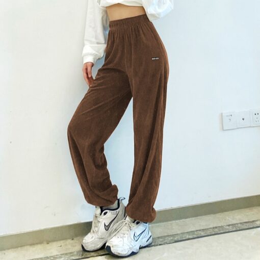 Baddie Elastic High Waist Corduroy Pant