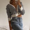 Baddie Chic Houndstooth Print Vintage Crop Top