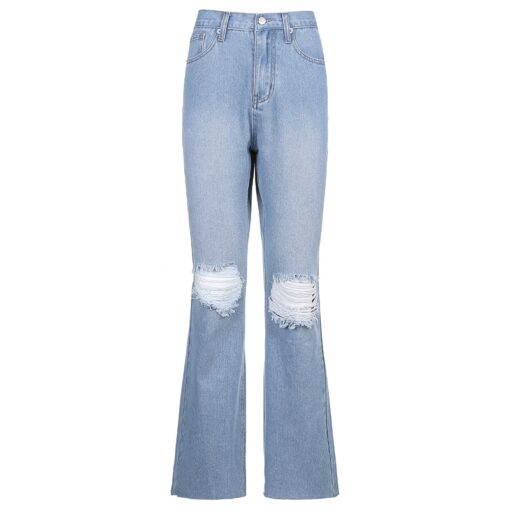 Baddie Streetwear Ripped Flare Jean