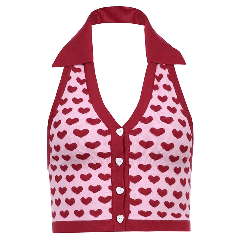 pink heart halter top