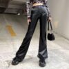 Baddie Chic Vintage Black Faux Leather Pant