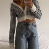 Baddie Chic Houndstooth Print Vintage Crop Top