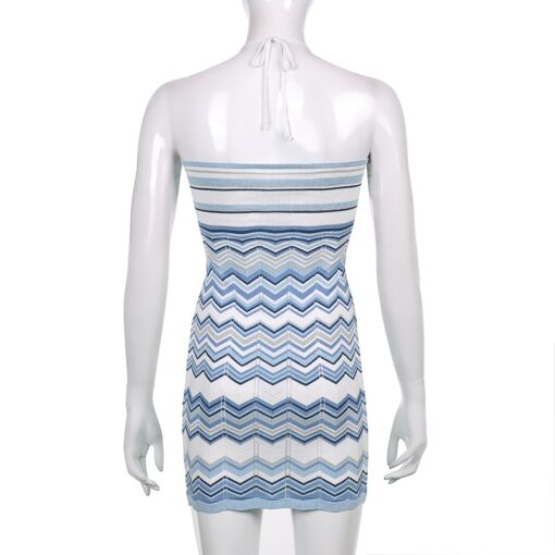 Baddie Wave Striped Pattern Knitted Dress