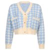 Baddie Sweet Plaid Print Cardigan Knitted Sweater