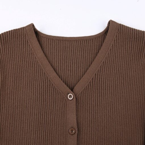 Brown Knitted Crop Baddie Cardigan