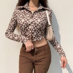 Vintage Floral Long Sleeve Baddie Crop Top