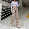 Baddie Checkered Print High Waist Streetwear Pant