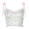 Frill Lace Floral Print Baddie Crop Top