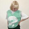 Baddie Skull Print Sleeveless Preppy Style Knitted Sweater (Many Colors)