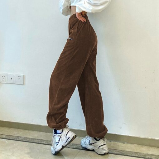 Baddie Elastic High Waist Corduroy Pant