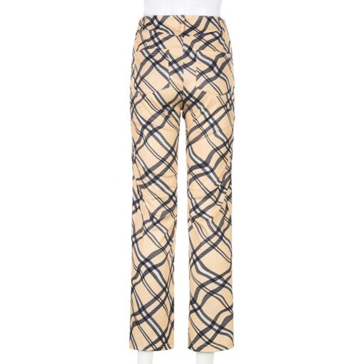 Baddie Checkered Print High Waist Streetwear Pant