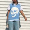 Baddie Skull Print Sleeveless Preppy Style Knitted Sweater (Many Colors)