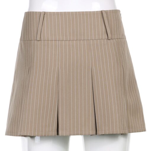 Baddie Pleated Striped Preppy Style Mini Skirt