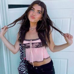 Lace Baddie Aesthetic 90s Frill Ruffles Cami Crop Top