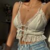 Sexy Frill Lace Baddie Crop Top