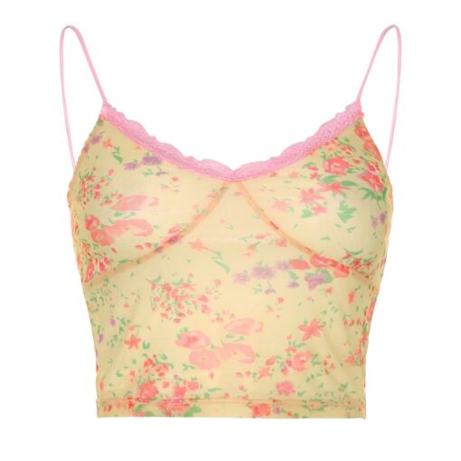 Floral Print 90s Lace Sexy Baddie Cami Top