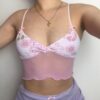 Floral Print Baddie Sexy Lace Mesh Cami Top