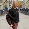 Brown Casual Mushroom Crewneck Baddie Sweatshirt