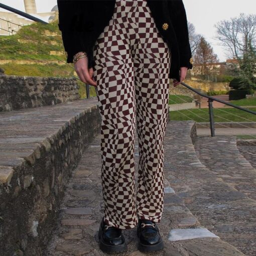 Baddie Knitted Baddie Plaid Checkered Pant