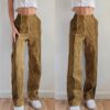 Baddie Elastic High Waist Corduroy Patchwork Pant