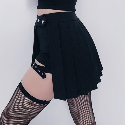 Baddie Asymmetrical Gothic Harajuku Pleated Skirt