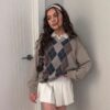 Argyle Plaid Preppy Style Vintage Baddie Sweater