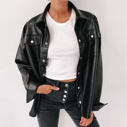 Pu Faux Leather Harajuku Baddie Jacket