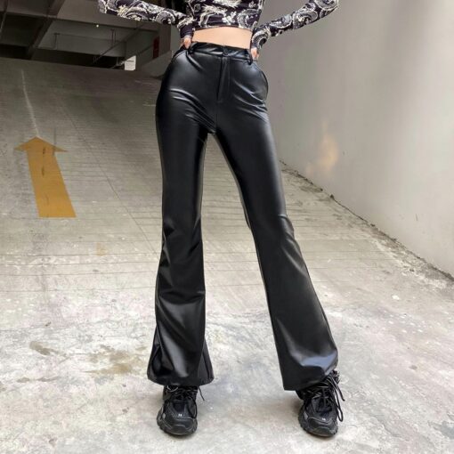 Baddie Chic Vintage Black Faux Leather Pant