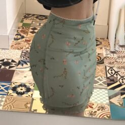 Baddie Floral Print Mesh Sweat Skirt