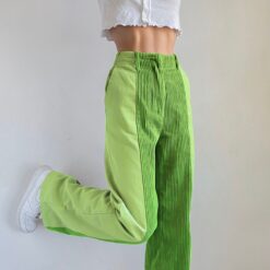 Baddie Elastic High Waist Corduroy Patchwork Pant