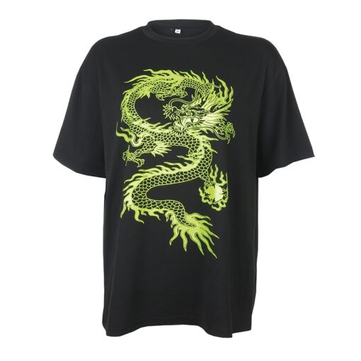 Casual Loose Oversized Dragon Printed Yk2 T Shirt